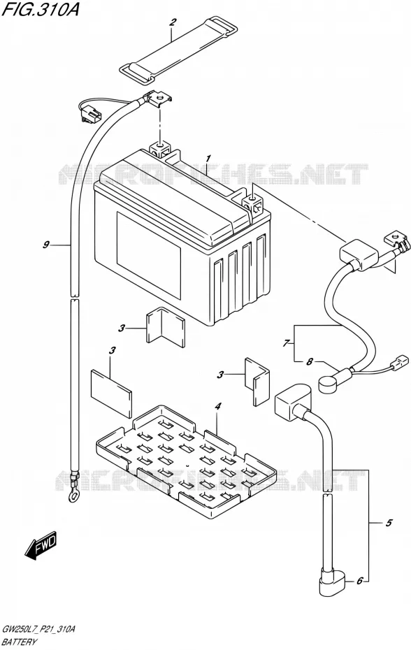 BATTERIE Suzuki MOTO 250 INAZUMA 2017  GW250 L7 (P21)