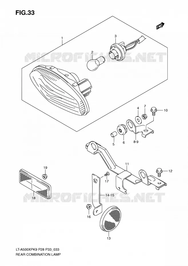 ENSEMBLE FEU ARRIERE Suzuki QUAD 500 KINGQUAD 2010  LT-A500XP L0/LT-A500XPZ L0 (P28,P33)