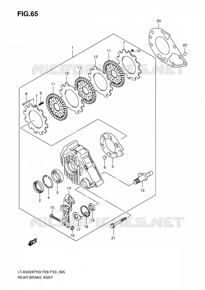 FREIN ARRIERE Suzuki QUAD 500 KINGQUAD 2010  LT-A500XP L0/LT-A500XPZ L0 (P28,P33)