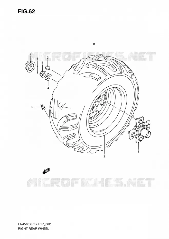 ROUE ARRIERE DROITE Suzuki QUAD 500 KINGQUAD 2010  LT-A500XP L0 (P17,P24)