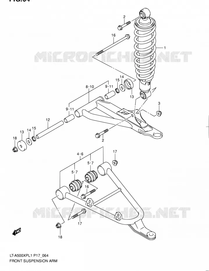 BRAS SUSPENSION AVANT Suzuki QUAD 500 KINGQUAD 2011  LT-A500XP L1 (P17,P24)