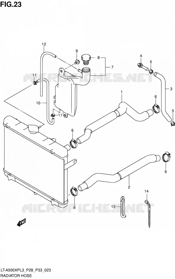 DURITE DE RADIATEUR Suzuki QUAD 500 KINGQUAD 2013  LT-A500XP L3/LT-A500XPZ L3 (P03,P28,P33)
