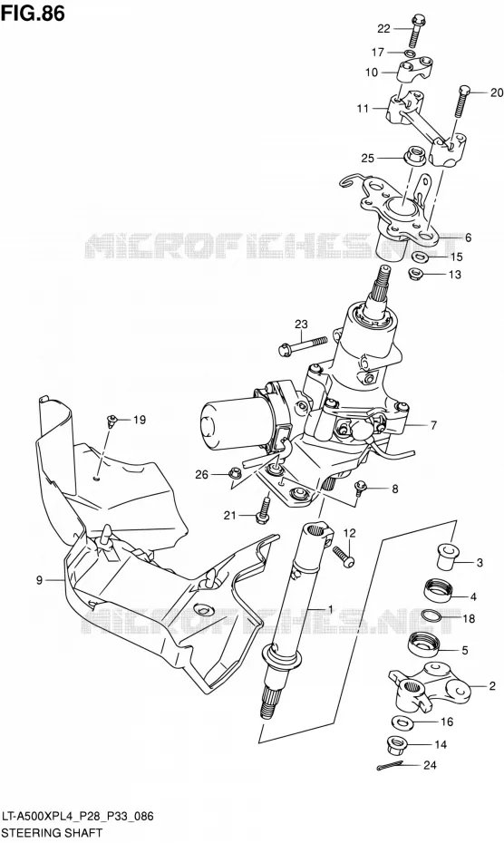 COLONNE DE DIRECTION Suzuki QUAD 500 KINGQUAD 1992  LT-A500XP L4/LT-A500XPZ L4 (P03,P28,P33)