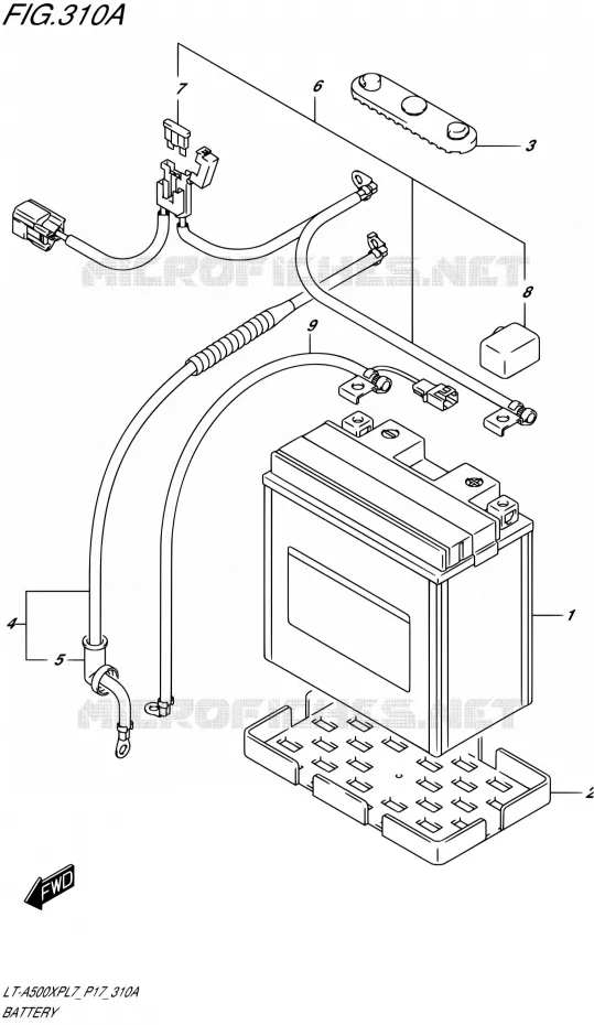 BATTERIE Suzuki QUAD 500 KINGQUAD 2017  LT-A500XP L7 (P17)