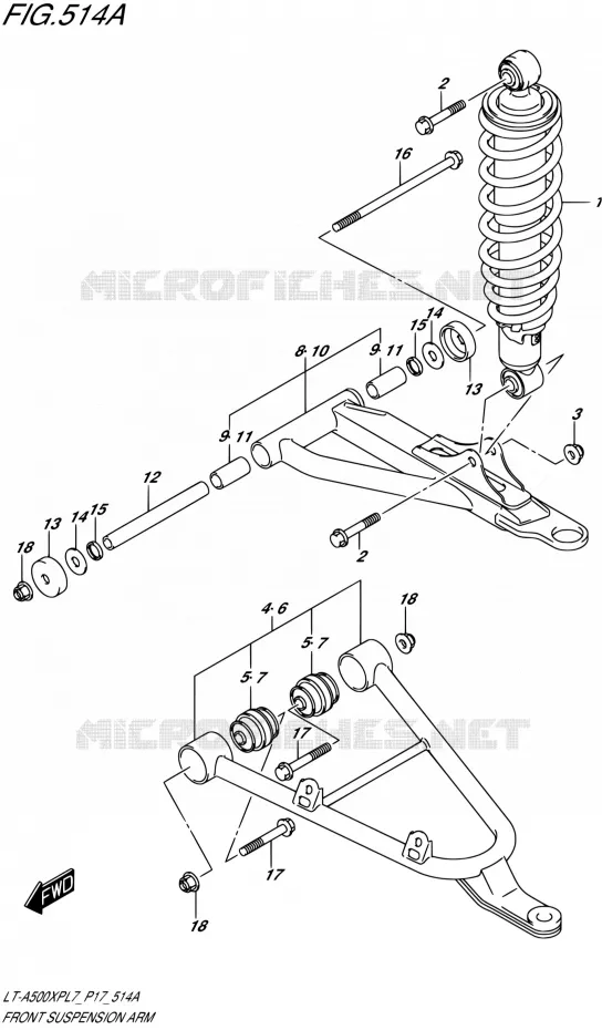 BRAS SUSPENSION AVANT Suzuki QUAD 500 KINGQUAD 2017  LT-A500XP L7 (P17)