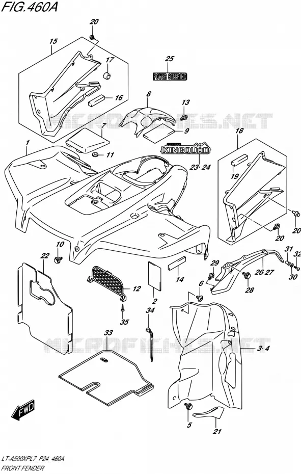 GARDE BOUE AVANT Suzuki QUAD 500 KINGQUAD 2017  LT-A500XP L7 (P24)