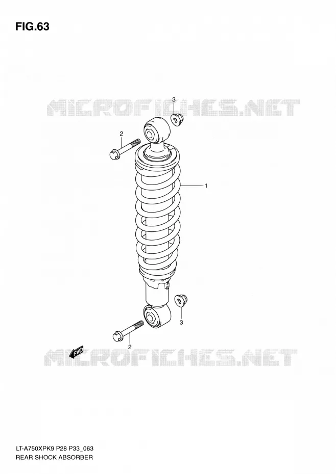 AMORTISSEUR ARRIERE Suzuki QUAD 750 KINGQUAD 2010  LT-A750XP L0/LT-A750XPZ L0 (P28,P33)