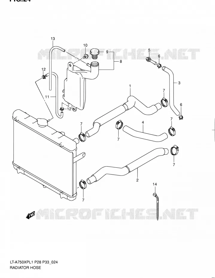 DURITE DE RADIATEUR Suzuki QUAD 750 KINGQUAD 2011  LT-A750XP L1/LT-A750XPZ L1 (P02,P28,P33)