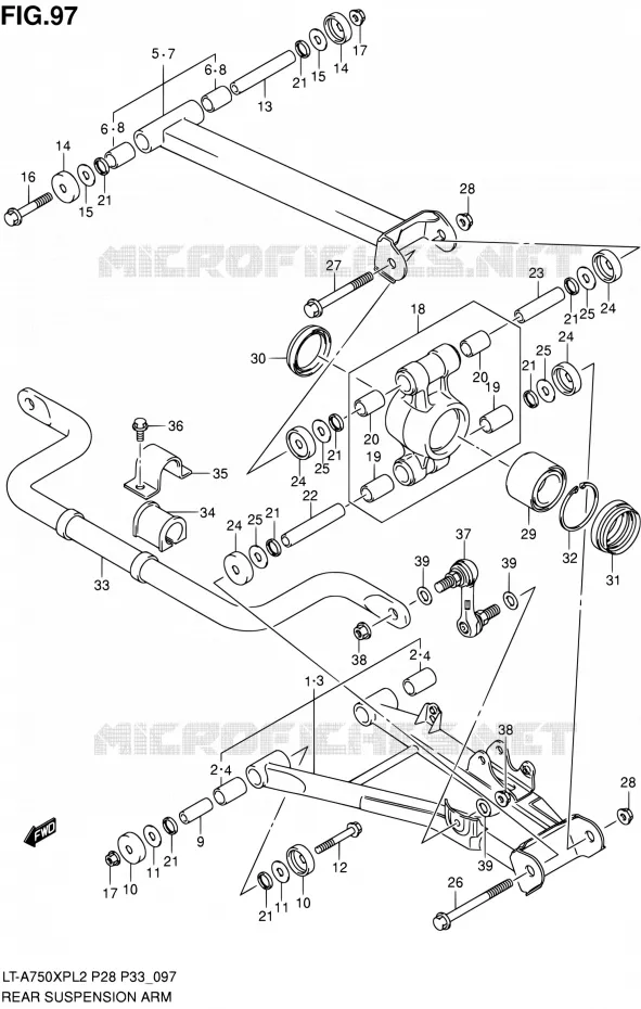 BRAS SUSPENSION ARRIERE Suzuki QUAD 750 KINGQUAD 2012  LT-A750XP L2/LT-A750XPZ L2 (P03,P28,P33)