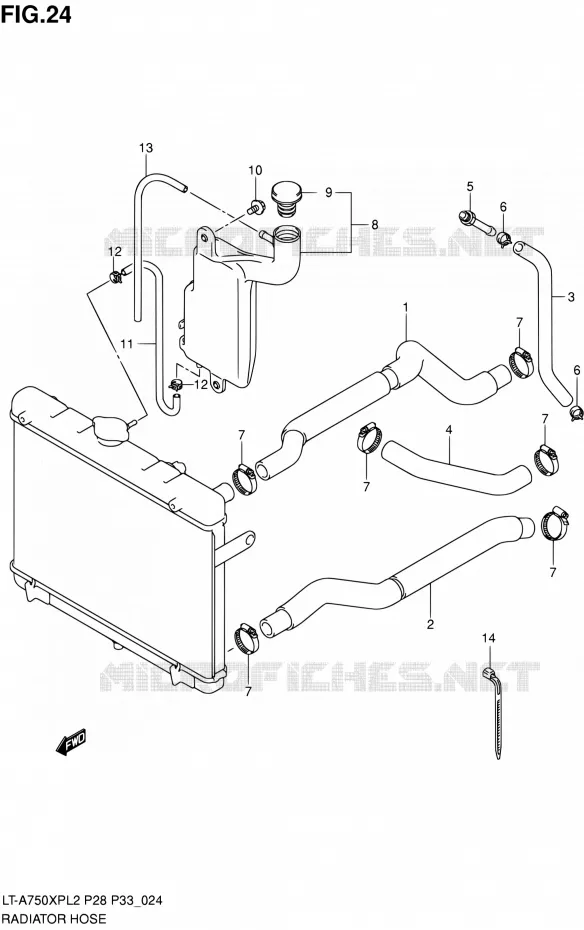 DURITE DE RADIATEUR Suzuki QUAD 750 KINGQUAD 2012  LT-A750XP L2/LT-A750XPZ L2 (P03,P28,P33)