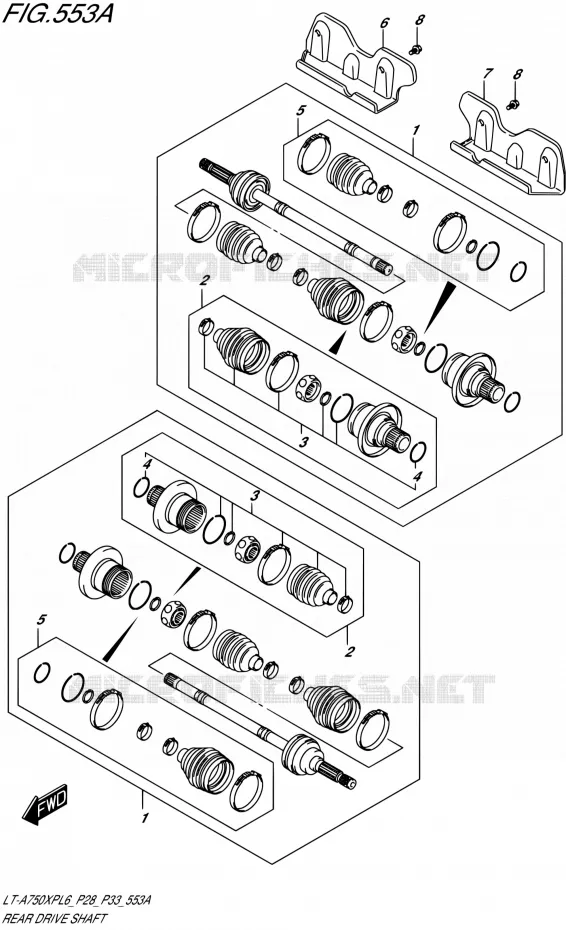 ARBRE DE ROUE ARRIERE Suzuki QUAD 750 KINGQUAD 2016  LT-A750XP L6/LT-A750XPZ L6 (P28,P33)