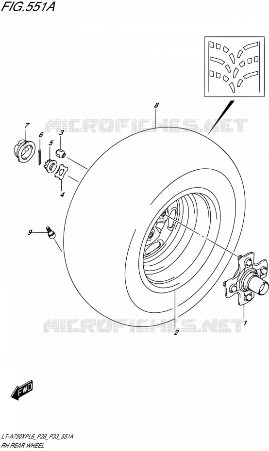 ROUE ARRIERE DROITE Suzuki QUAD 750 KINGQUAD 2016  LT-A750XP L6/LT-A750XPZ L6 (P28,P33)