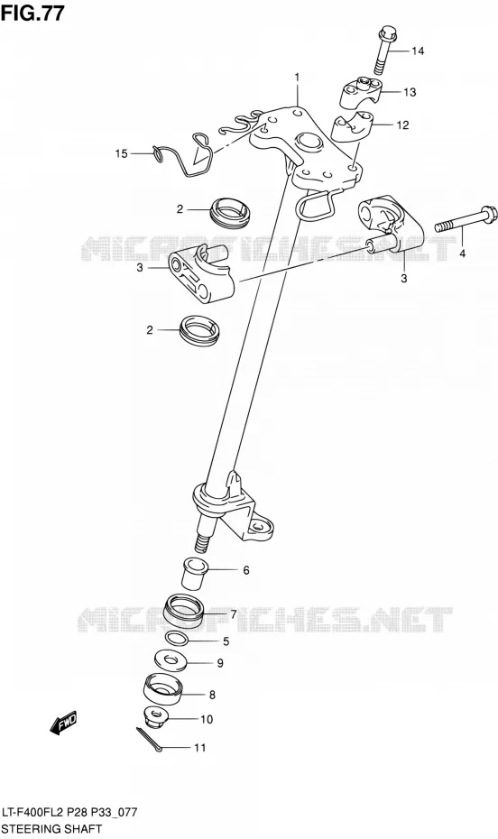 COLONNE DE DIRECTION Suzuki QUAD 400 KINGQUAD 2012  LT-F400F L2/LT-F400FZ L2 (P03,P28,P33)