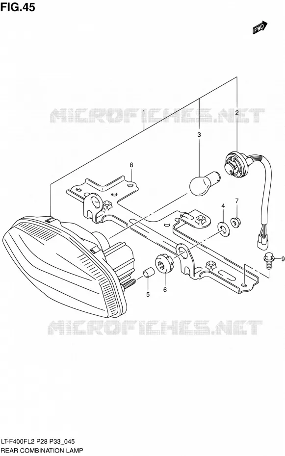 ENSEMBLE FEU ARRIERE (LT-F400FZL2 P33) Suzuki QUAD 400 KINGQUAD 2012  LT-F400F L2/LT-F400FZ L2 (P03,P28,P33)