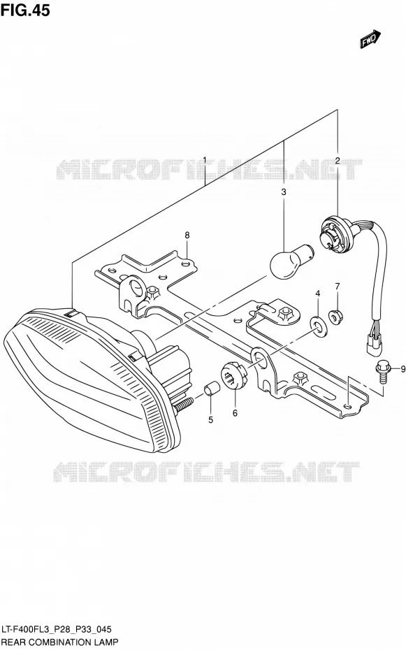 ENSEMBLE FEU ARRIERE (LT-F400FZL3 P33) Suzuki QUAD 400 KINGQUAD 2013  LT-F400F L3/LT-F400FZ L3 (P03,P28,P33)