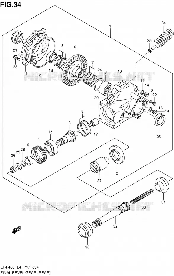 CARDAN - COUPLE CONIQUE (ARRIERE) Suzuki QUAD 400 KINGQUAD 2014  LT-F400F L4/LT-F400FZ L4 (P17)