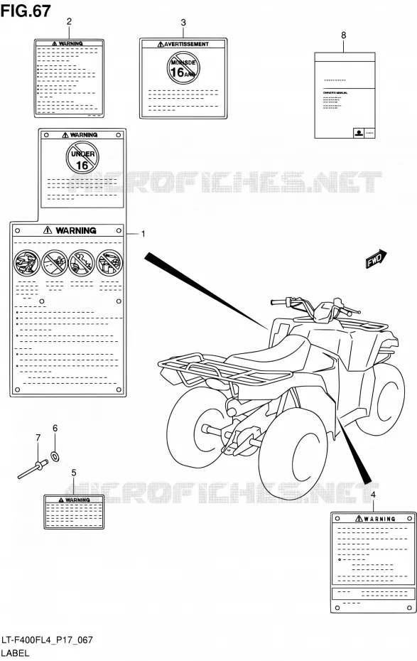 ETIQUETTE (LT-F400FZL4 P17) Suzuki QUAD 400 KINGQUAD 2014  LT-F400F L4/LT-F400FZ L4 (P17)