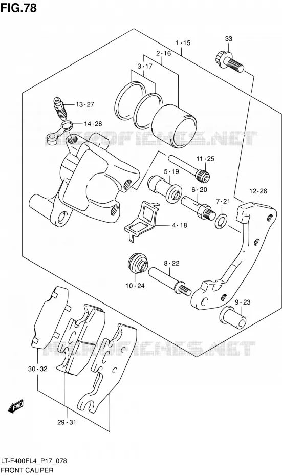 ETRIER DE FREIN AVANT Suzuki QUAD 400 KINGQUAD 2014  LT-F400F L4/LT-F400FZ L4 (P17)