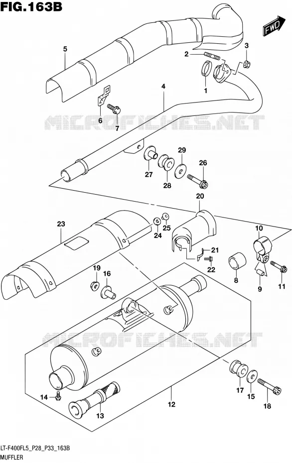 SILENCIEUX (LT-F400FL5 P33) Suzuki QUAD 400 KINGQUAD 2015  LT-F400F L5/LT-F400FZ L5 (P03,P28,P33)