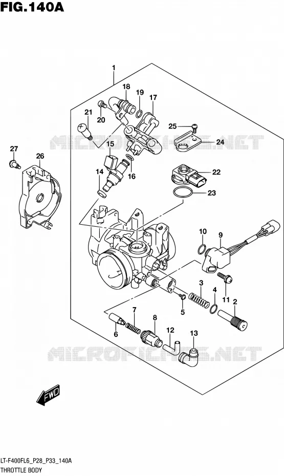 CORPS DE PAPILLON Suzuki QUAD 400 KINGQUAD 2016  LT-F400F L6 (P03,P28,P33)