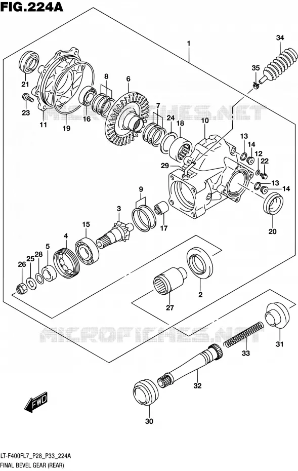 CARDAN - COUPLE CONIQUE (ARRIERE) Suzuki QUAD 400 KINGQUAD 2017  LT-F400F L7 (P03,P28,P33)
