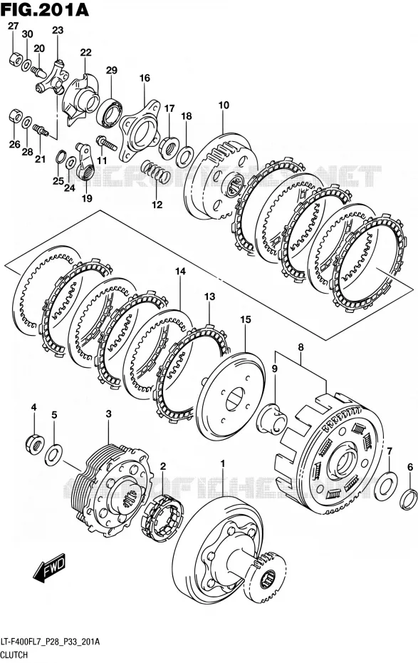 EMBRAYAGE Suzuki QUAD 400 KINGQUAD 2017  LT-F400F L7 (P03,P28,P33)