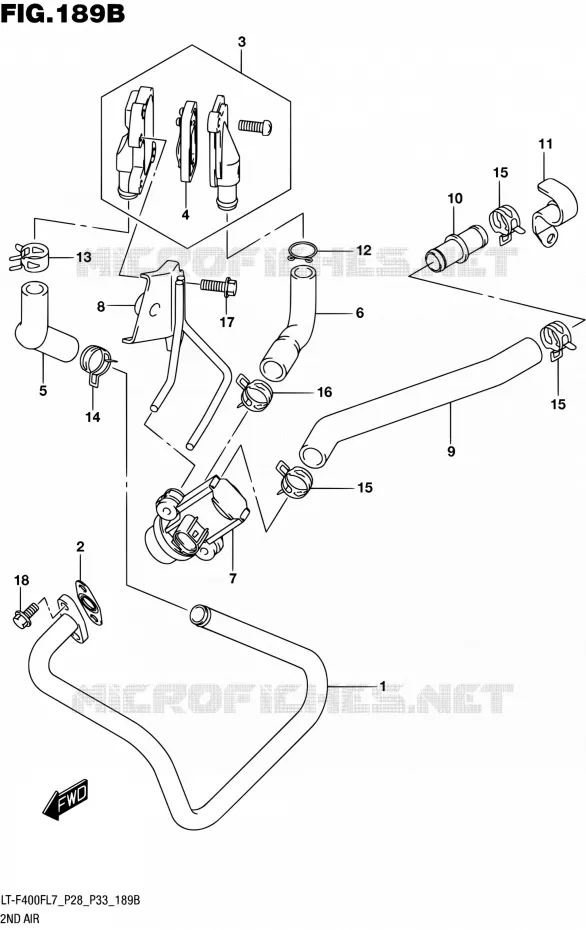 SYSTEME RECYCLAGE GAZ ECHAPPEMENT (LT-F400FL7 P33) Suzuki QUAD 400 KINGQUAD 2017  LT-F400F L7 (P03,P28,P33)
