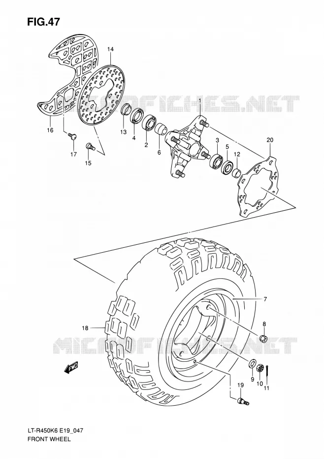 ROUE AVANT Suzuki QUAD 450 QUADRACER 2010  LT-R450 L0/LT-R450Z L0 (E19)