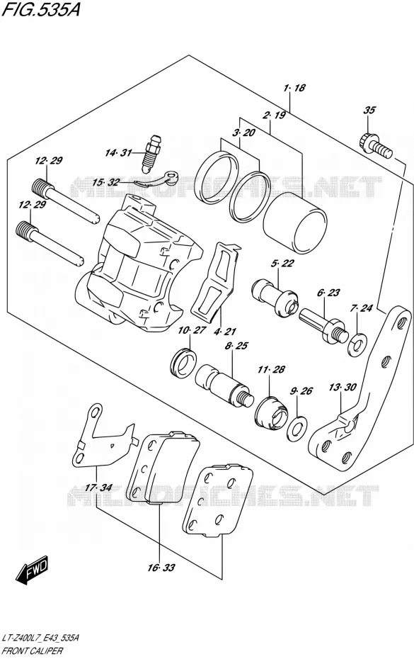 ETRIER DE FREIN AVANT Suzuki QUAD 400 QUADSPORT 2017  LT-Z400 L7 (E43)