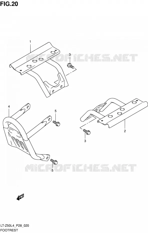 REPOSE PIED Suzuki QUAD 50 QUADSPORT 1992  LT-Z50 L4 (P03,P28,P33)