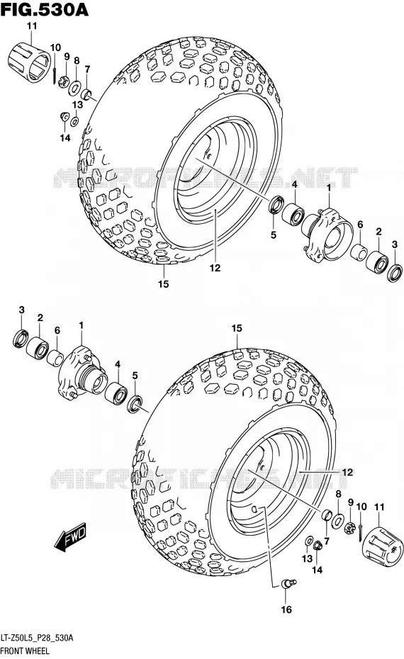 ROUE AVANT Suzuki QUAD 50 QUADSPORT 1992  LT-Z50 L5 (P03,P28,P33)