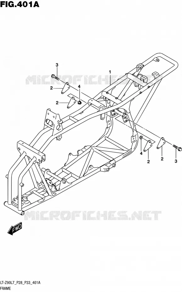 CADRE Suzuki QUAD 90 QUADSPORT 2017  LT-Z90 L7 (P03,P28,P33)