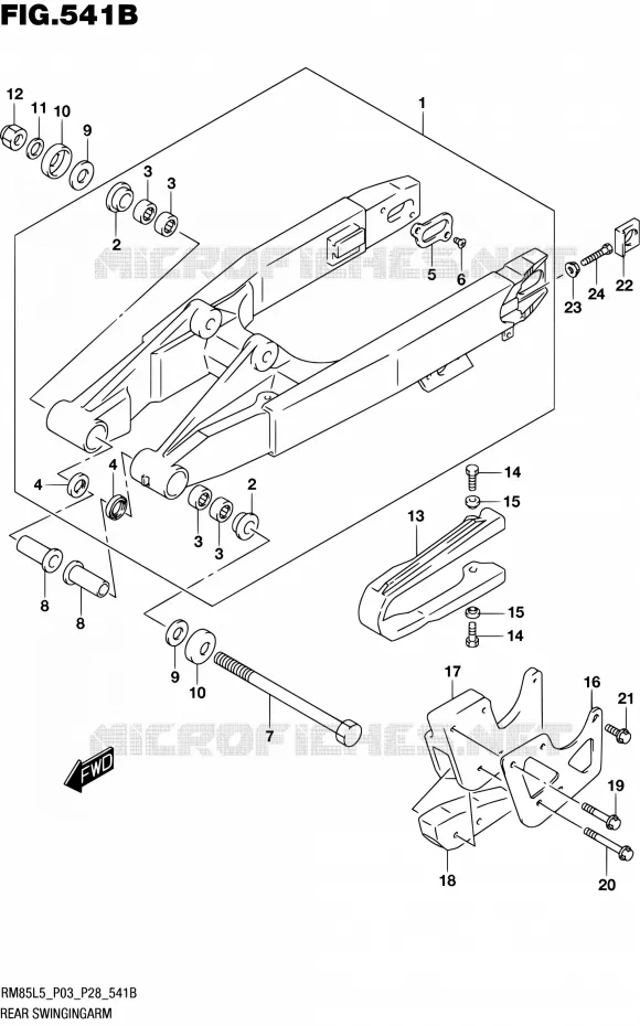 BRAS OSCILLANT ARRIERE (RM85L5 P28) Suzuki MOTO 85 RM 2015  RM85 L5 (P03,P28,P33)