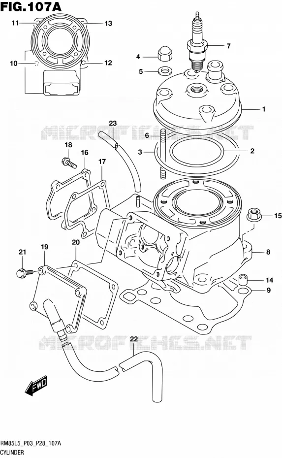 CYLINDRE Suzuki MOTO 85 RM 1992  RM85L L5 (P03,P28,P33)