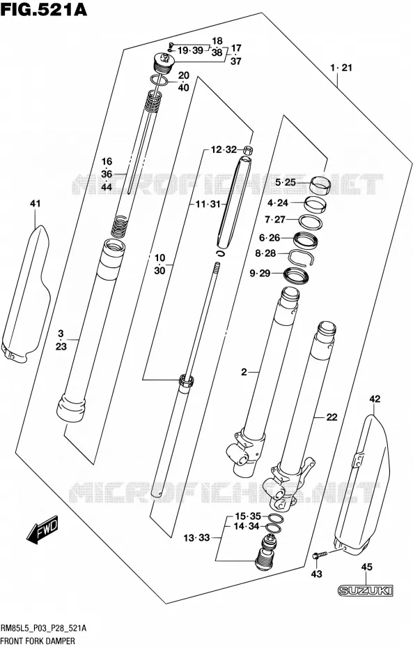 FOURCHE Suzuki MOTO 85 RM 1992  RM85L L5 (P03,P28,P33)
