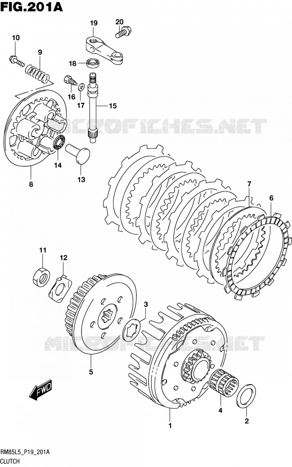 EMBRAYAGE Suzuki MOTO 85 RM 1995  RM85L L5 (P19)