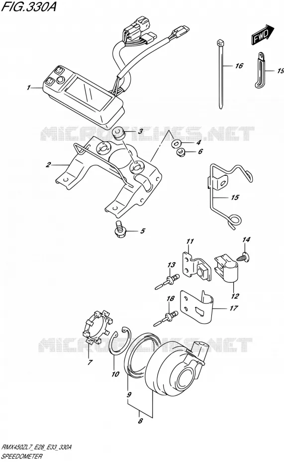 COMPTEUR (RMX450ZL7 E28) Suzuki MOTO 450 RMX 2017  RMX450Z L7 (E28,E33)