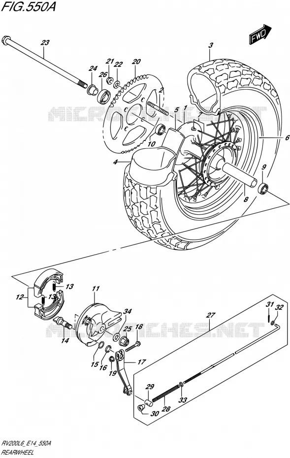ROUE ARRIERE Suzuki MOTO 200 VAN-VAN 2016  RV200 L6 (E14)