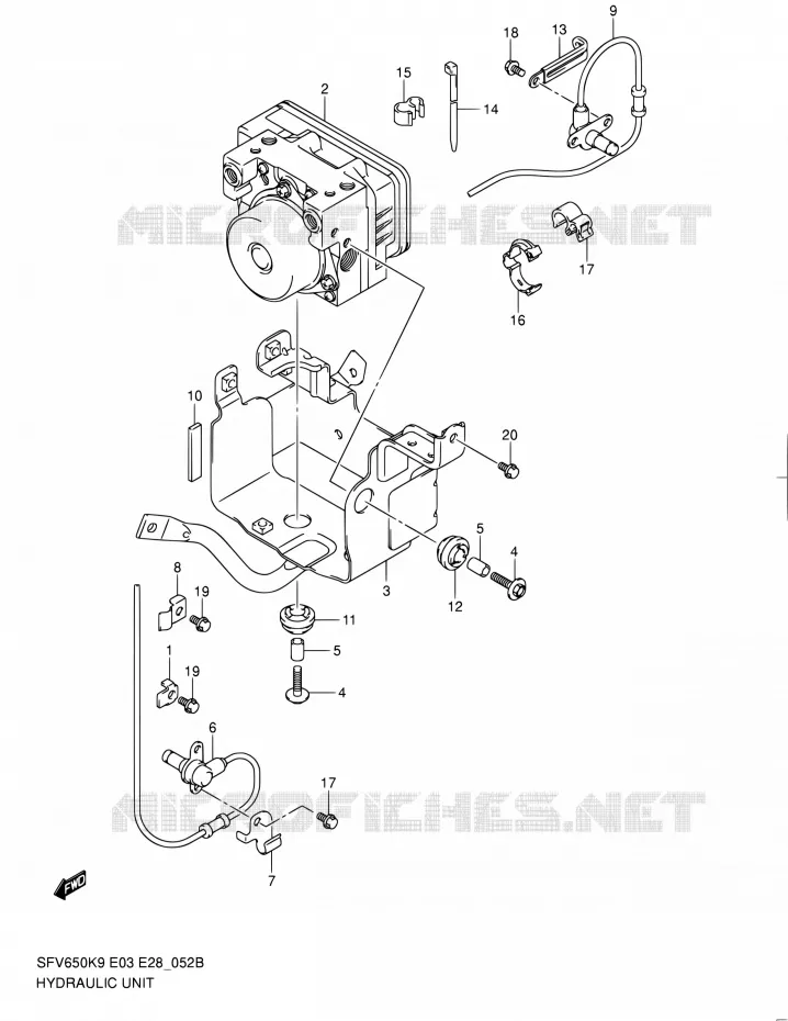 SYSTÈME ABS (SFV650AL0) Suzuki MOTO 650 GLADIUS 2010  SFV650A L0 (E03,E28,E33)