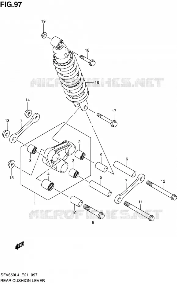 BIELLETTE D'AMORTISSEUR (SFV650AL4 E21) (FOR RUSSIAN) Suzuki MOTO 650 GLADIUS 2015  SFV650A L4 (E21)