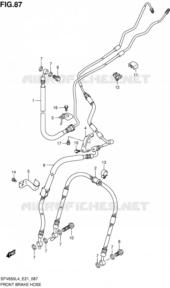 DURITE DE FREIN AVANT (SFV650AL4 E21) Suzuki MOTO 650 GLADIUS 2015  SFV650A L4 (E21)
