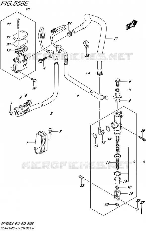 MAITRE CYLINDRE ARRIERE (SFV650AL5 E33) Suzuki MOTO 650 GLADIUS 2015  SFV650A L5 (E03,E28,E33)