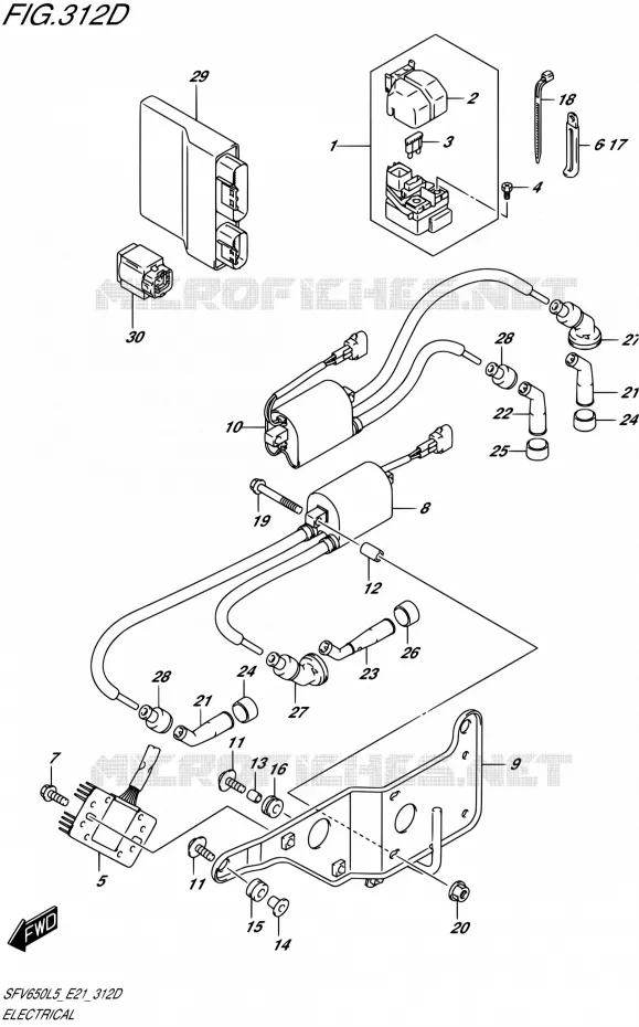 PARTIE ELECTRIQUE (SFV650UAL5 E21) Suzuki MOTO 650 GLADIUS 2015  SFV650A L5 (E21)