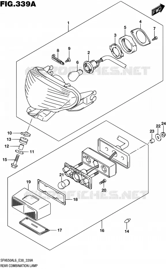 ENSEMBLE FEU ARRIERE Suzuki MOTO 650 GLADIUS 2016  SFV650A L6 (E38)