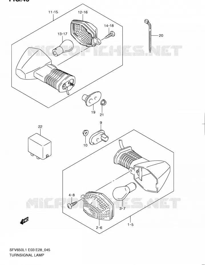 CLIGNOTANTS Suzuki MOTO 650 GLADIUS 2011  SFV650 L1 (E03,E28,E33)