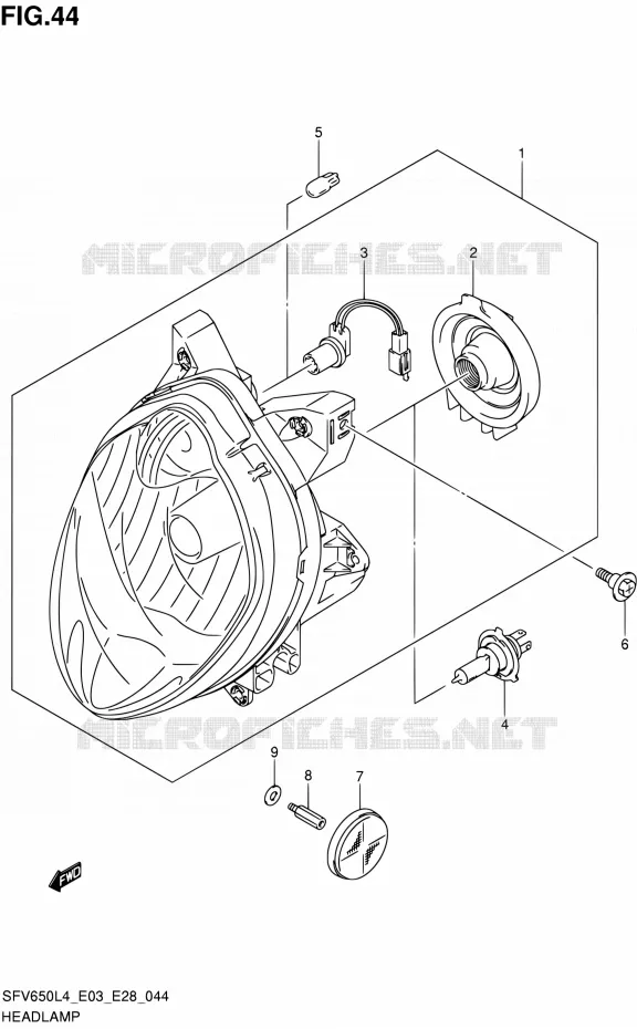PHARE Suzuki MOTO 650 GLADIUS 2014  SFV650 L4 (E03,E28,E33)