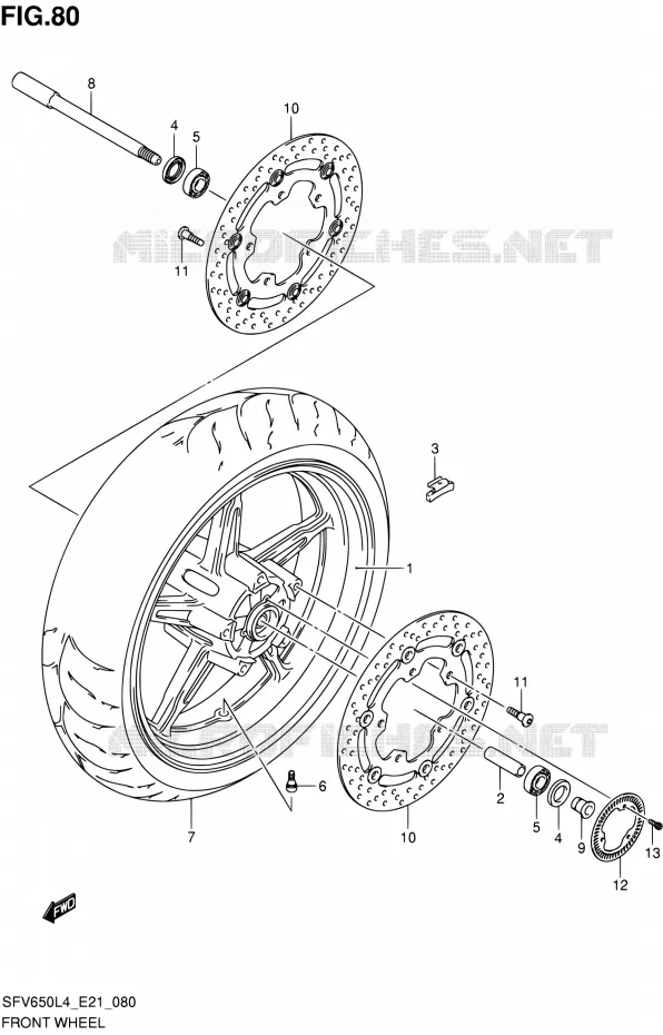ROUE AVANT (SFV650AL4 E21) Suzuki MOTO 650 GLADIUS 2014  SFV650UA L4 (E21)