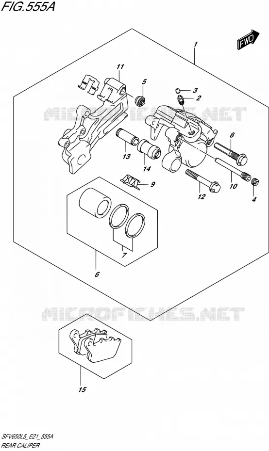 ETRIER DE FREIN ARRIERE (SFV650L5 E21) Suzuki MOTO 650 GLADIUS 2015  SFV650UA L5 (E21)
