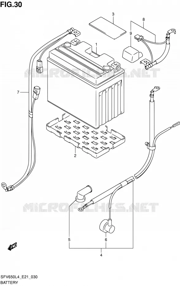 BATTERIE (SFV650AL4 E21) Suzuki MOTO 650 GLADIUS 2014  SFV650U L4 (E21)