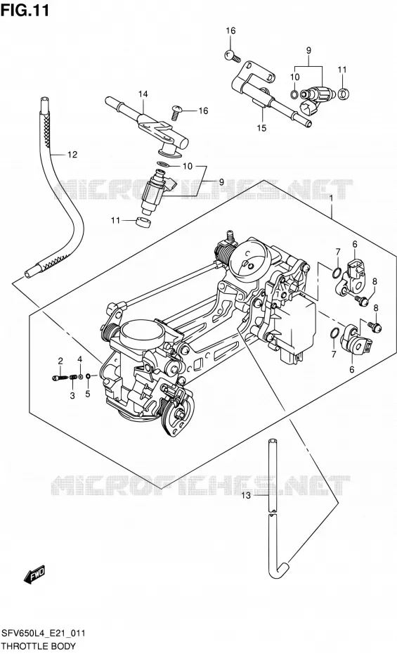 CORPS DE PAPILLON Suzuki MOTO 650 GLADIUS 2014  SFV650U L4 (E21)